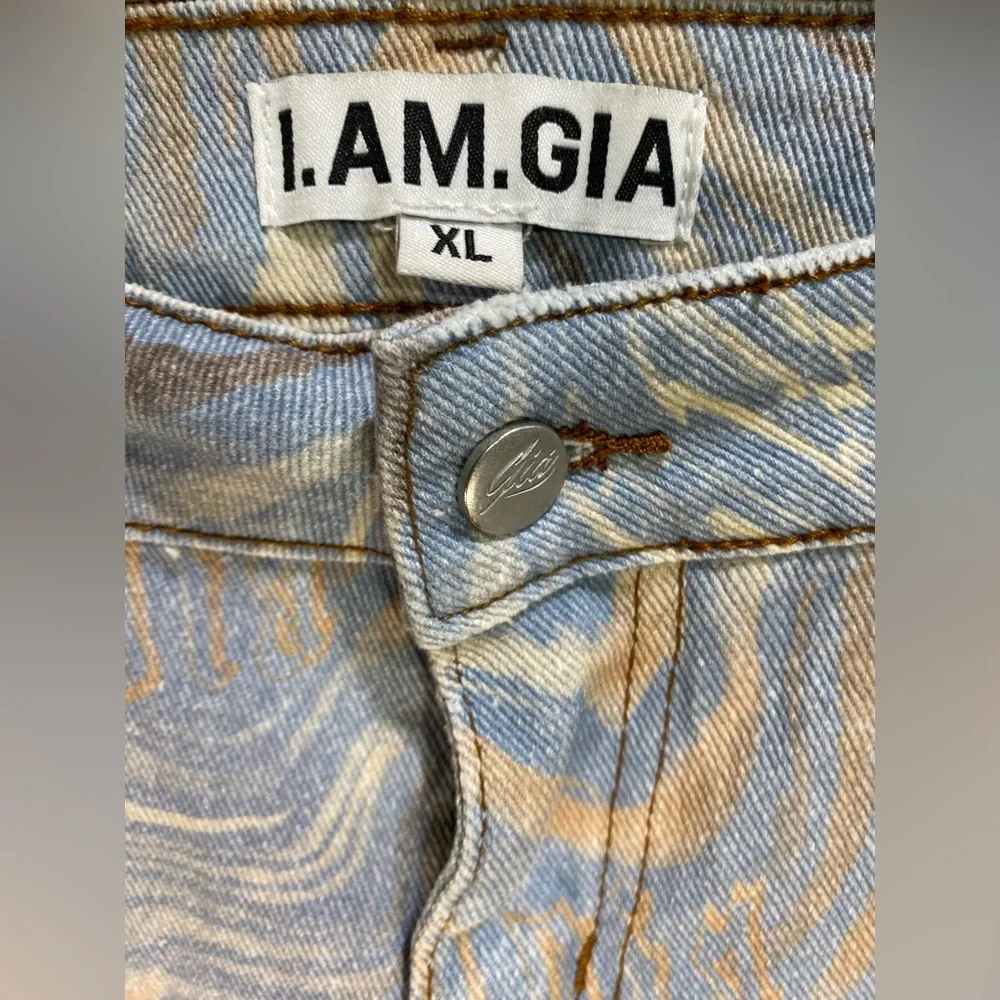 I AM GIA Abstract Print Flare Jeans XL Light‎ Blue Cotton Stretch - Picture 3 of 8